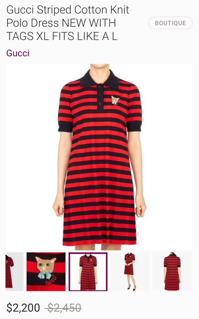 Gucci tshirt dress from ukay bale (Category: Luxury Apparel) located in Rodriguez. Submitted by lysf_oshop (Listing ID 1407347403, Image 2). Description: Size: Can fit to large size Cut ang wash tag Authenticity is not guarantee,check nyo nalang po ang picture ng item..