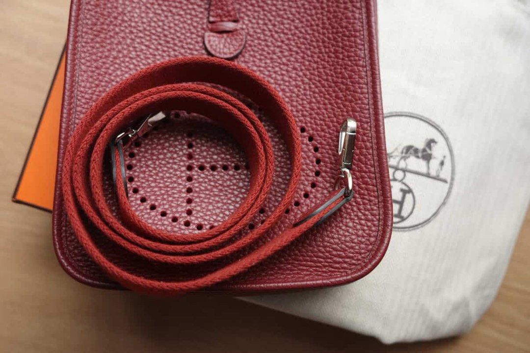 Hermes Evelyne Mini Rouge H (Category: Luxury Bags & Wallets) located in Cebu City. Submitted by joniiie (Listing ID 1407356995, Image 2). Description: complete inclusions stamp b / apr 2024 receipt.