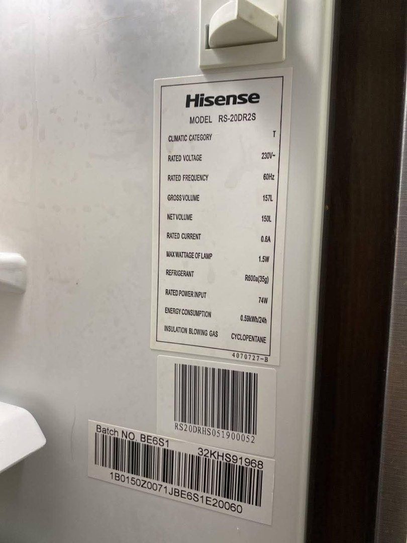 Hisense Refrigerator (Category: Refrigerators and Freezers) located in Pasay City. Submitted by minipiglet (Listing ID 1407327987, Image 3). Description: .