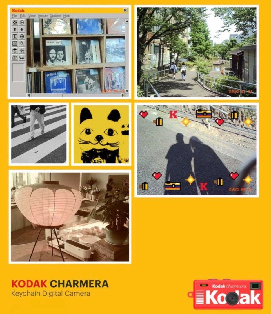 Kodak Charmera Keychain Digital Camera (Category: Cameras) located in Makati City. Submitted by CameraHubPH (Listing ID 1407257616, Image 2). Description: 🎀 Kodak Charmera 🎀 (Opened only to check, still brand new!) 💖 Features: • Ultra–mini size — fits in your palm or hangs on your bag for that aesthetic charm • Retro-inspired rainbow stripe design (soooo 70s coquette core 🌈) • Keychain-style body — bring it everywhere effortlessly 💗 Conditio