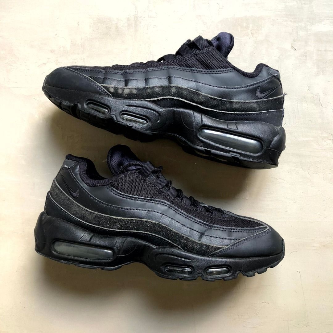 Nike Air Max 95 "Triple Black" Size US 8 (2) (Category: Sneakers) located in Pasig City. Submitted by precycled_ (Listing ID 1407240318, Image 1). Description: Code : Nike Air Max 95 "Triple Black" Size US 8 (2) Size : US 8 - 26cm Condition : 9/10 Price : 1,599.00 php + SF Issue : Signs of usage, bubble cracks, and drags . . . ‼️BUY AT YOUR OWN RISK ❗Payment First Basis 📌Be 100% SURE before submitting the form 📌1 DAY Reservation ONLY! ❌No Pick-