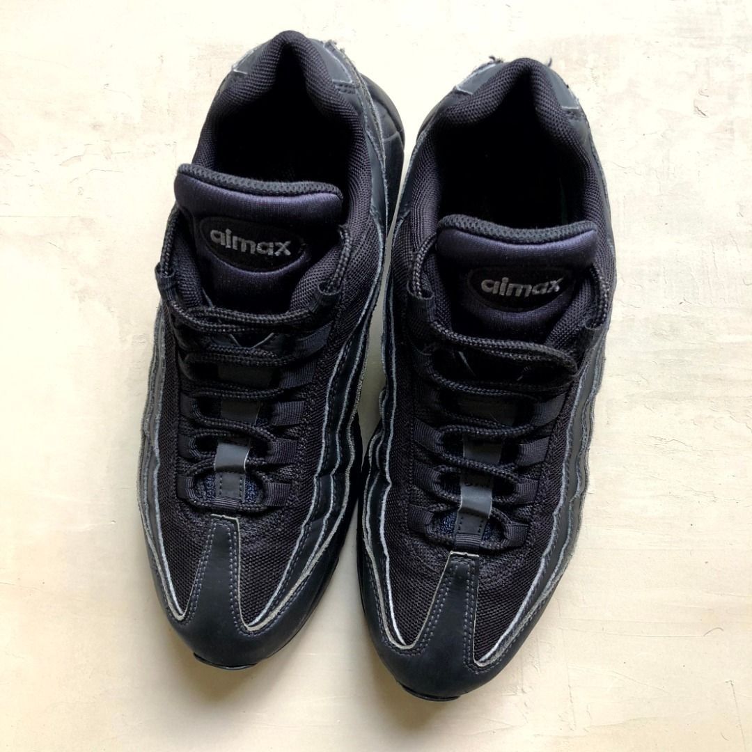Nike Air Max 95 "Triple Black" Size US 8 (2) (Category: Sneakers) located in Pasig City. Submitted by precycled_ (Listing ID 1407240318, Image 2). Description: Code : Nike Air Max 95 "Triple Black" Size US 8 (2) Size : US 8 - 26cm Condition : 9/10 Price : 1,599.00 php + SF Issue : Signs of usage, bubble cracks, and drags . . . ‼️BUY AT YOUR OWN RISK ❗Payment First Basis 📌Be 100% SURE before submitting the form 📌1 DAY Reservation ONLY! ❌No Pick-