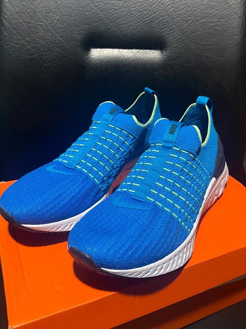 Nike React Phantom Run FK 2 - Blue Orbit (Category: Sneakers) located in Valenzuela. Submitted by padillajaz62056 (Listing ID 1407208931, Image 1). Description: SALE PRICE: ₱3,000 RUSH ‼️‼️SRP: ₱7,195 - Nike React Phantom Run FK 2 - Size: US 11.5, UK 9, EUR 44 - Color: Blue upper with white sole - Features: Slip-on design, Nike swoosh, "Nike React" logo - Made in Vietnam .