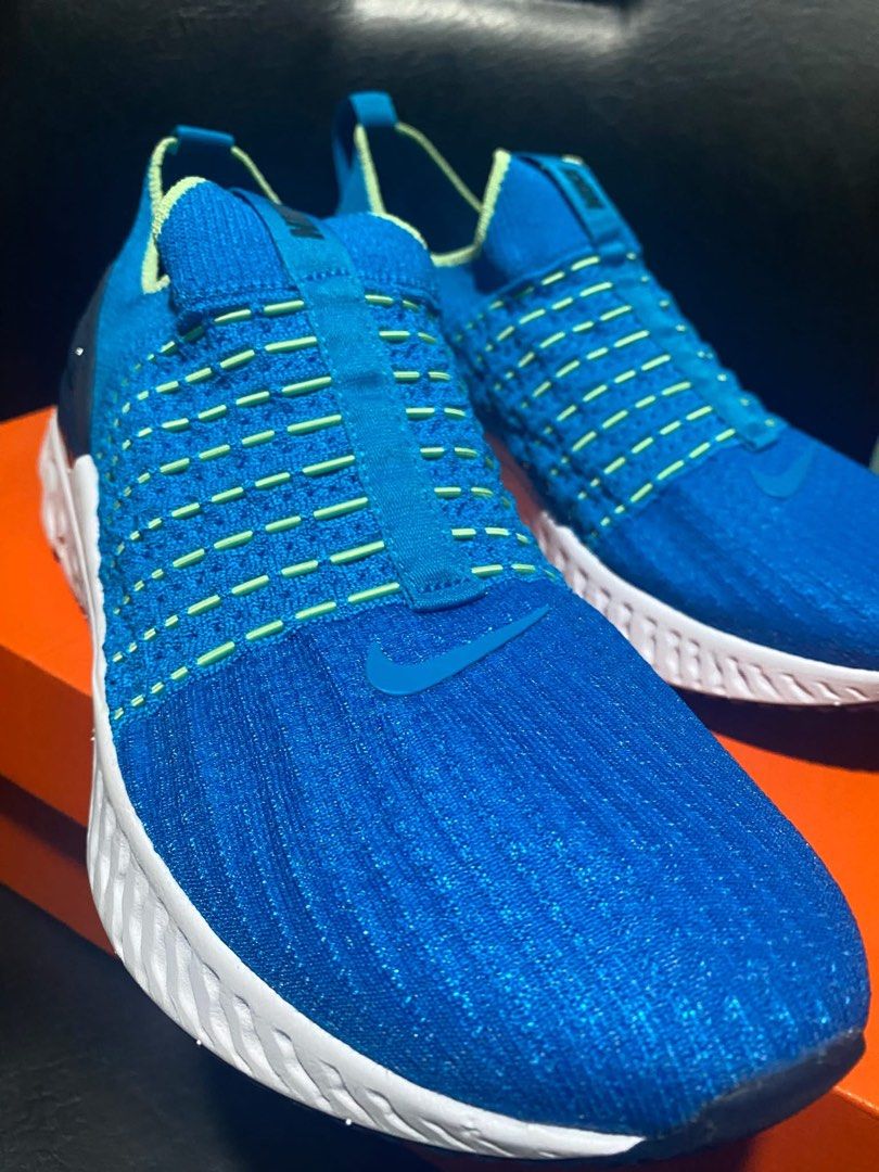 Nike React Phantom Run FK 2 - Blue Orbit (Category: Sneakers) located in Valenzuela. Submitted by padillajaz62056 (Listing ID 1407208931, Image 2). Description: SALE PRICE: ₱3,000 RUSH ‼️‼️SRP: ₱7,195 - Nike React Phantom Run FK 2 - Size: US 11.5, UK 9, EUR 44 - Color: Blue upper with white sole - Features: Slip-on design, Nike swoosh, "Nike React" logo - Made in Vietnam .