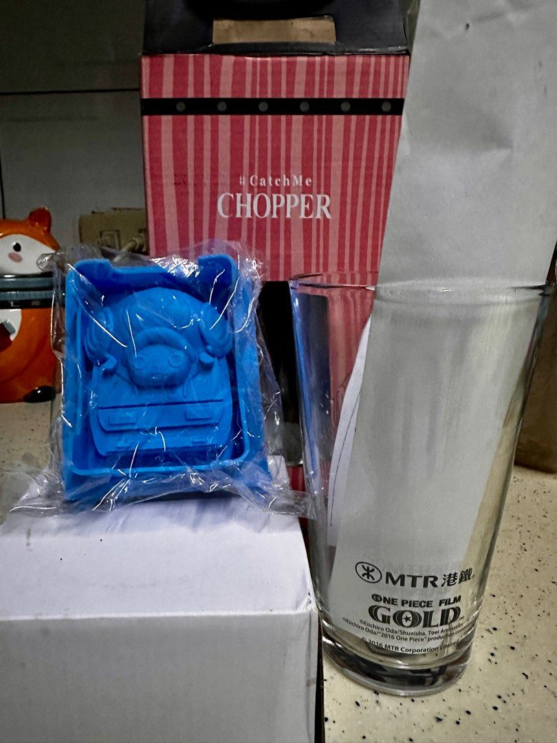 One piece glass with Ice cube tray - Chopper (Category: Water Bottles & Tumblers) located in Manila. Submitted by kurokaoru (Listing ID 1407239881, Image 2). Description: Unused brand new One Piece Chopper Glass Cup with ice cube tray Box has aged a little but the glass cup is spotless From Hong Kong MTR.