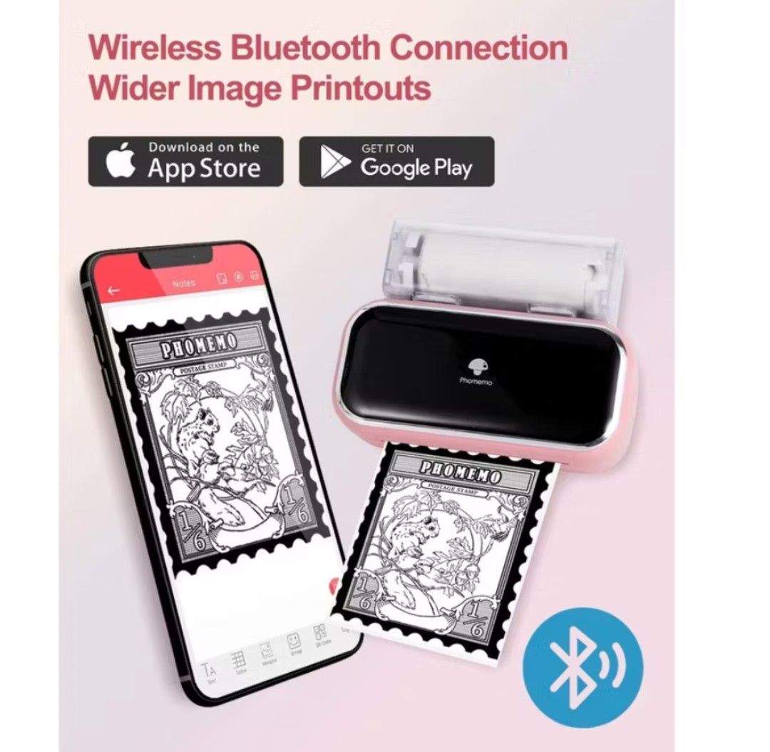 Phomemo M03 Bluetooth Mini Printer ( without Thermal paper) (Category: Printers, Scanners & Copiers) located in Pasig City. Submitted by timelesstrend.ph (Listing ID 1407227482, Image 3). Description: COLOR: PINK W/OUT THERMAL PAPER NEGOTIABLE PM FOR ACTUAL PICTURE. Hand-Hold Mini Printer: 145x70x54mm size and weighing only 450g, allowing you to print anytime, anywhere. Powerful Label Creation Capability: Easily create stickers for various scenar