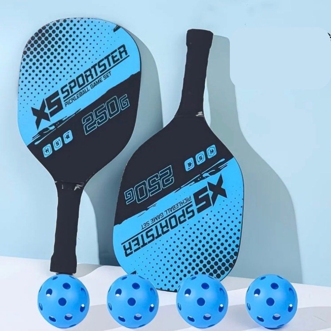 Relaxdays pickleball set, 4 paddles & 8 ballen, voor park, strand, volwassenen, rackets met zak, hout, meerkleurig Relaxdays pickleball set, 4 paddles & 8 ballen, voor park, strand, volwassenen, rackets met zak, hout, meerkleurig