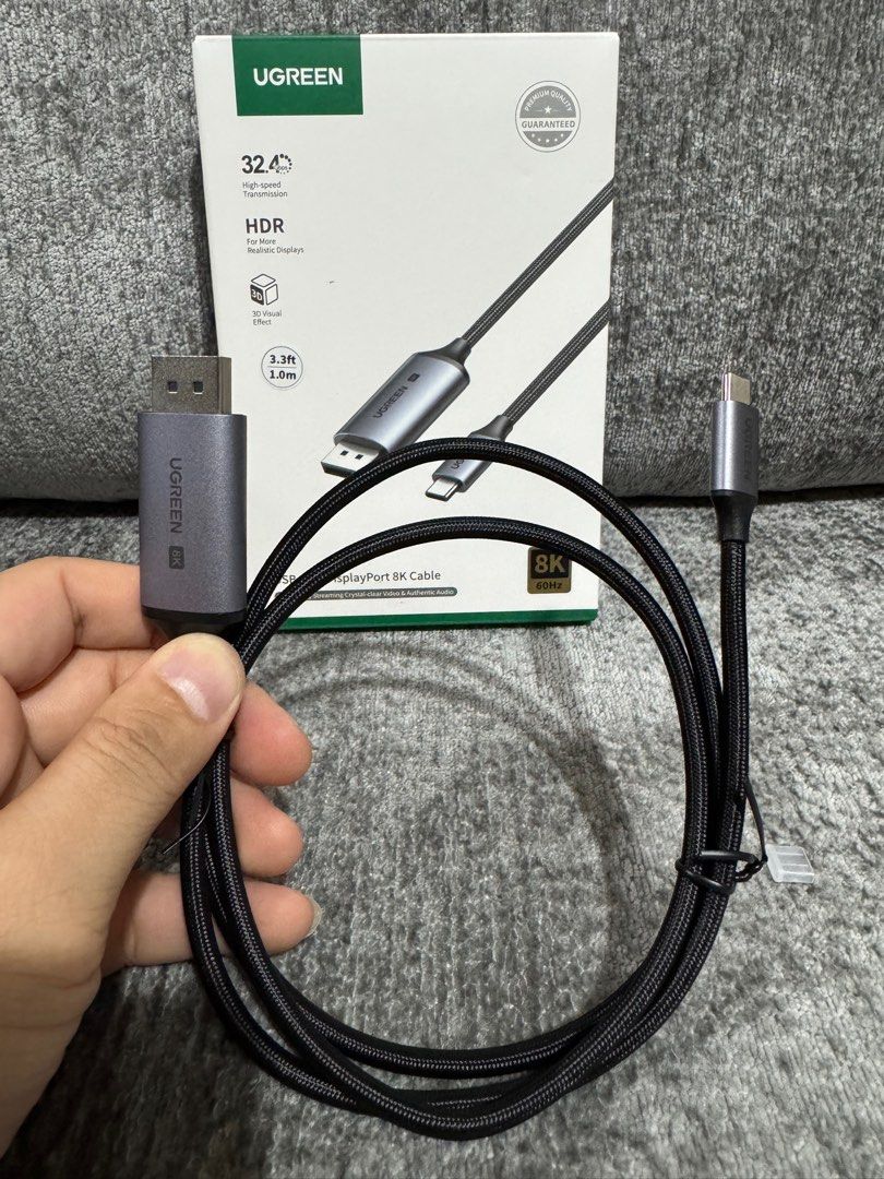UGreen USB-C To Display Port 8K Cable (1meter) (Category: Chargers & Cables) located in Makati City. Submitted by jc.cuerdo (Listing ID 1407364499, Image 3). Description: UGreen USB-C To DP 8K Cable 1m 1. UGREEN 25158 USB C to Displayport 1.4 cable connects a phone or computer with a USB Type-C or Thunderbolt 4/3 port to a display with DisplayPort and requires no drivers or software. This Display Port to USB C cable supports resolutions up to 8K@