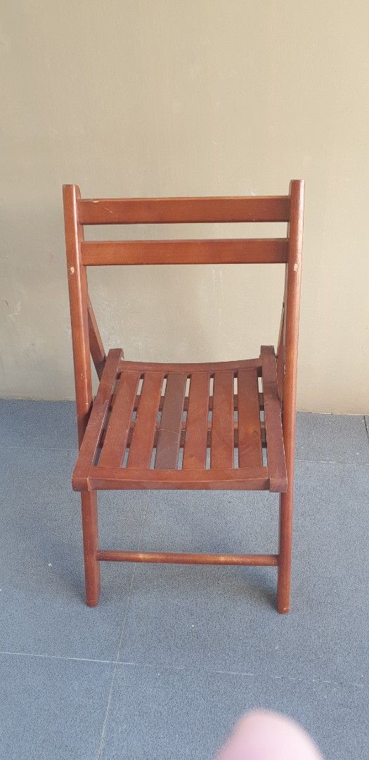 Wood Folding Chair (Category: Chairs) located in Manila. Submitted by zandre615 (Listing ID 1407222780, Image 1). Description: Wood folding chair for sale 3 pcs available used, as is Manila area.