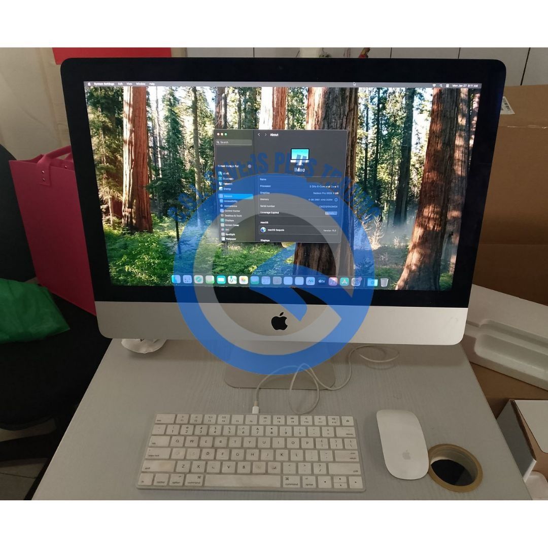 Apple iMac 2019 (Category: Desktops) located in San Pedro. Submitted by cgi.saversplustrading (Listing ID 1408935043, Image 3). Description: Apple iMac 2019 with Core i5 6-core 3GHz, 8GB RAM, and 1TB ROM. It runs on macOS Sequoia v.15.2 and has a 21.5-inch Retina display. Includes an Apple keyboard and mouse. The iMac is in good working condition..