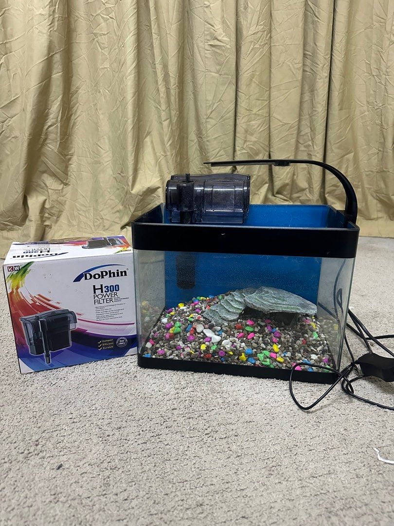 Aquarium Transparent Avec Couvercle Pompe à Air USB Décoration Bureau Pour Poissons Betta Crevettes Et Poissons Rouges 91812223