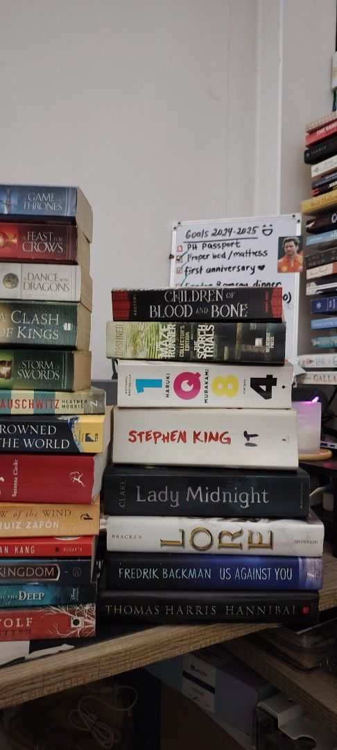 Thick books for sale (Category: Storybooks) located in Quezon City. Submitted by gilgamich (Listing ID 1408996181, Image 1). Description: 📚📚 Thick Books for sale!! 🌻 Children of Blood and Bone (SOLD) - 100php 🌻 Maze Runner + Scorch Trials (2 in 1 book) - 200php 📚 1Q84 (SOLD) - 450php 🌻 IT (Stephen King) - 450php (SOLD) 🌻 Lady Midnight (Cassandra Clare) - 200php 📚 Lore - 450php (SOLD) 🌻 Us Against You (Fredrik Backman) - 300php 🌻 Hanniba