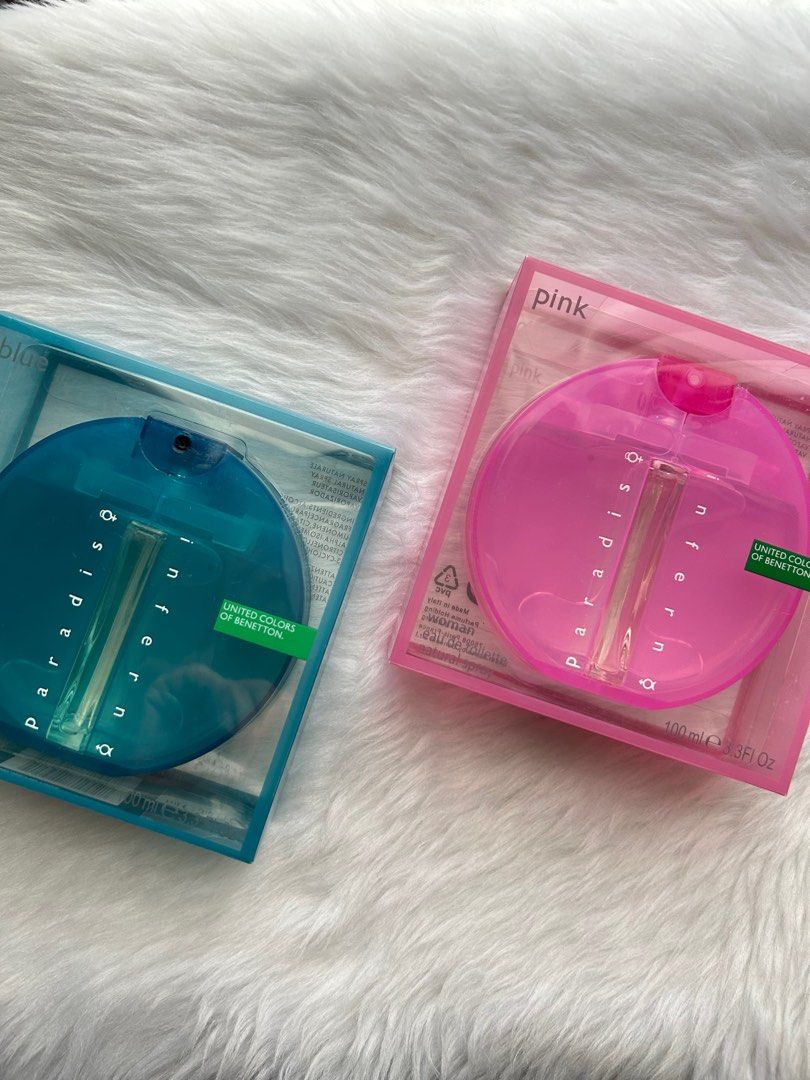 Benetton Paradiso Inferno EDT 100ml (Category: Fragrance & Deodorants) located in Quezon City. Submitted by celine_25 (Listing ID 1408952749, Image 1). Description: Benetton Paradiso Inferno EDT 100ml Pink for women Blue for men.