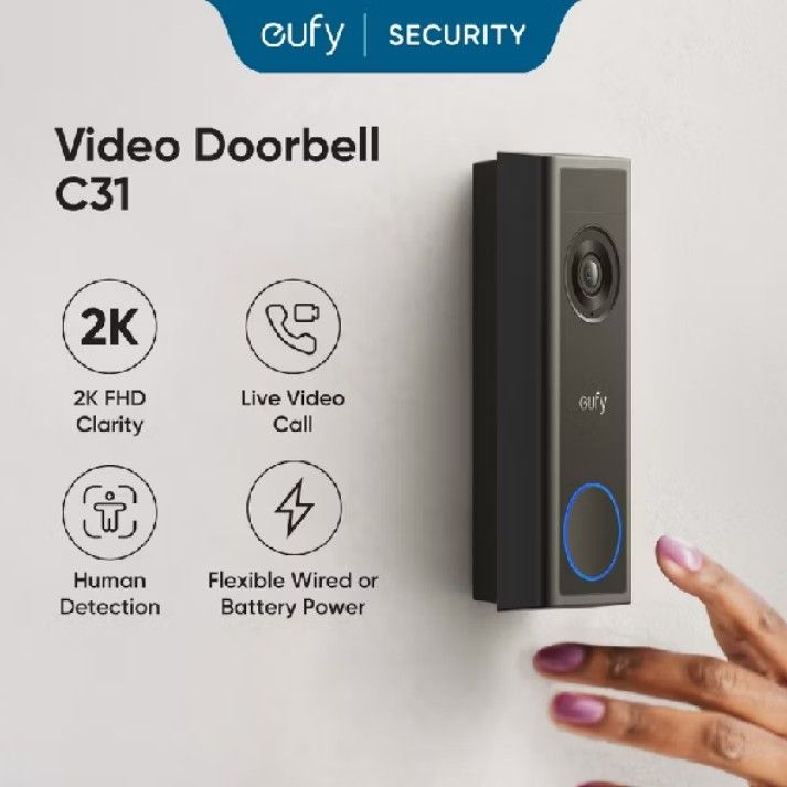 eufy Video deurbel met camera C31, 2K FHD, nachtzicht