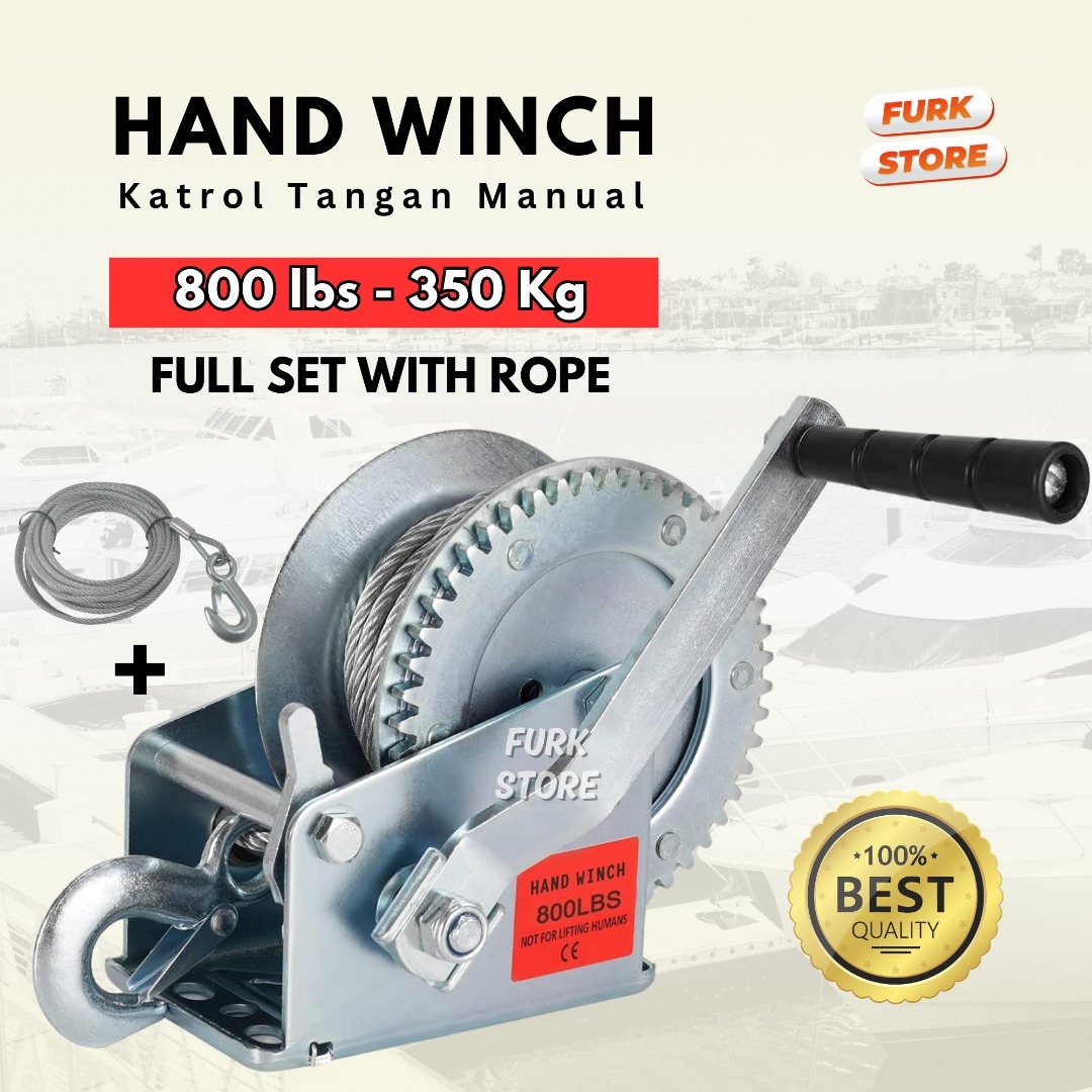 Hand Winch 800LBS + Wire Rope – Katrol Tangan Manual | Hand Winch 2 ...