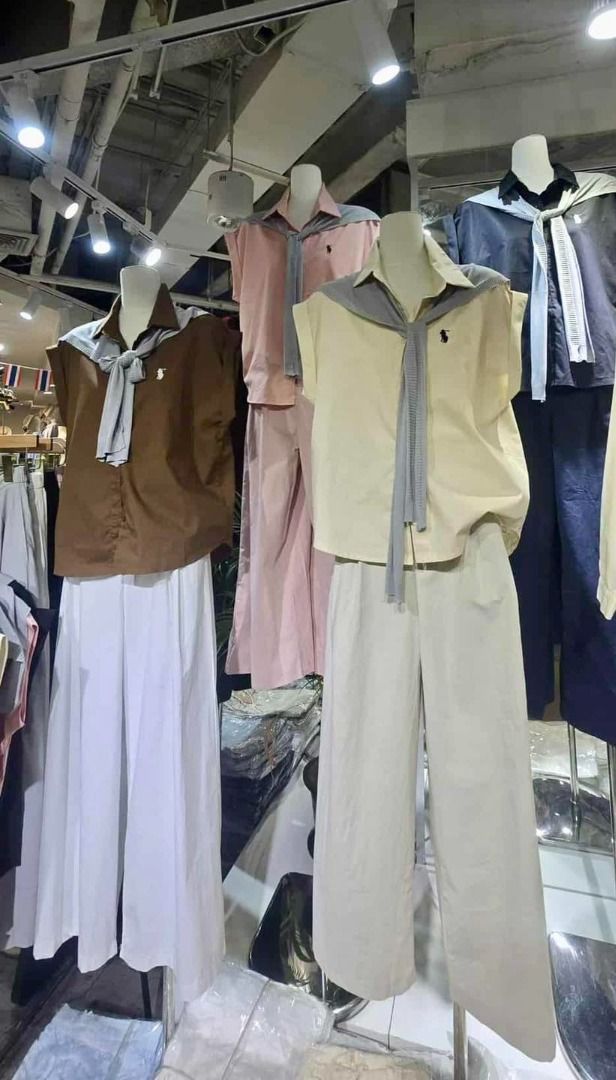HQ Polo BKK Coordinates (Category: Sets or Coordinates) located in Baguio. Submitted by asna_taku (Listing ID 1408994929, Image 1). Description: ‼️ New arrival BRAND NEW ‼️ HQ Polo BKK Coordinates Short Sleeve with removable Knit Accent + Garterized HW wide leg trousers Small-Semi L only ₱2280 each pair 2 pink + old rose 2 brown + white 1 yellow + cream 1 black + dark blue.