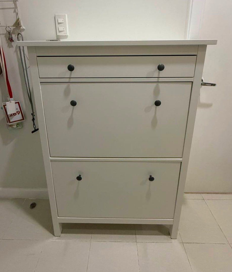 Ikea Shoe Cabinet (Category: Shelves, Cabinets & Racks) located in Manila. Submitted by sample_only (Listing ID 1409066652, Image 1). Description: Ikea Hemnes Shoe Cabinet 88x30x122cm; bought last June 2024; NO ISSUES RFS: moving out SRP: discontinued but the model that replaced it Gullaberg is PHP 7,999.00.
