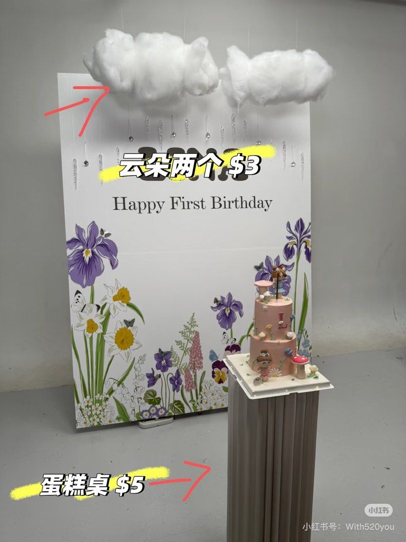 Party Decorations - Clouds & Cake Table (Category: Occasions & Party Supplies) located in Singapore. Submitted by withyou1016 (Listing ID 1408994138, Image 1). Description: Two clouds $3 Cake table $5 ( sold out) Only use one time Self collect at Punggol .