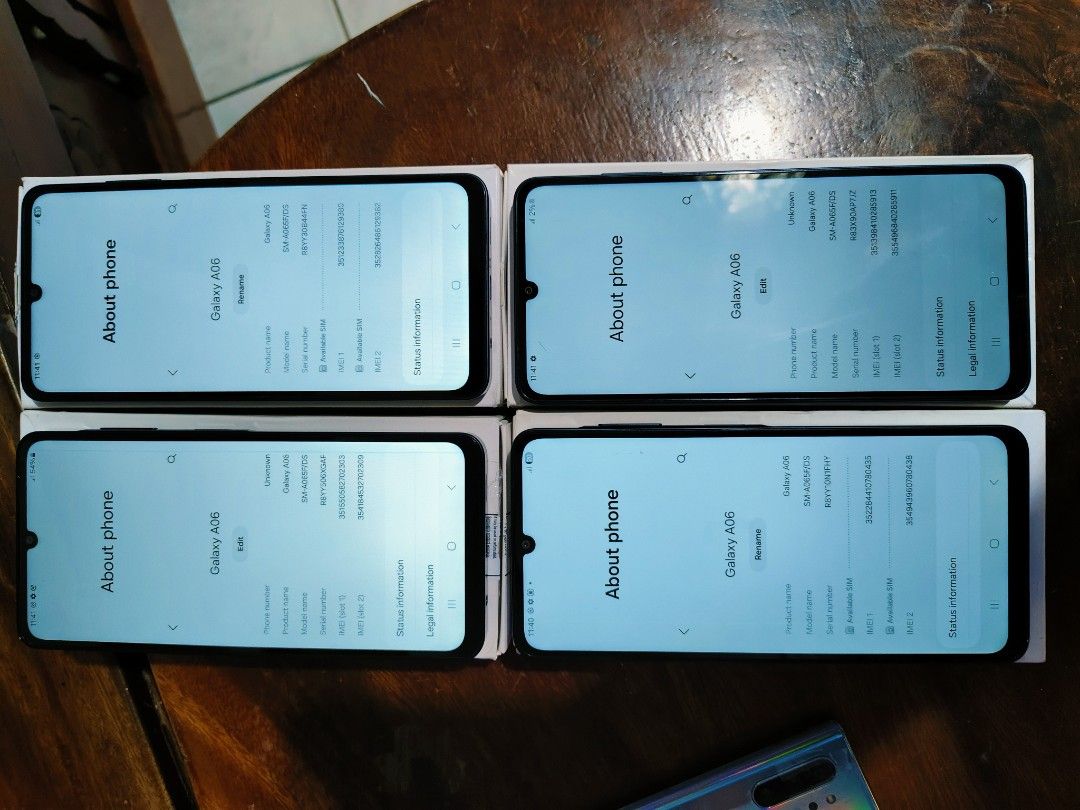 Samsung galaxy A06 (Category: Samsung) located in Manila. Submitted by yhinyhang (Listing ID 1409052185, Image 3). Description: 2990 Original open box bnew phone, minor issue!!! factory defect po ulitin ko 100 percent makinis Complete with box Manuals Samsung A06 ntc openline Issue manipis line di kita s dark bg 1Not affected perf, smooth and touchable lahat 5000 mah battery super kunat 6.7 inch screen malaki Helio G85 4gbram May 64 may 128gbrom 