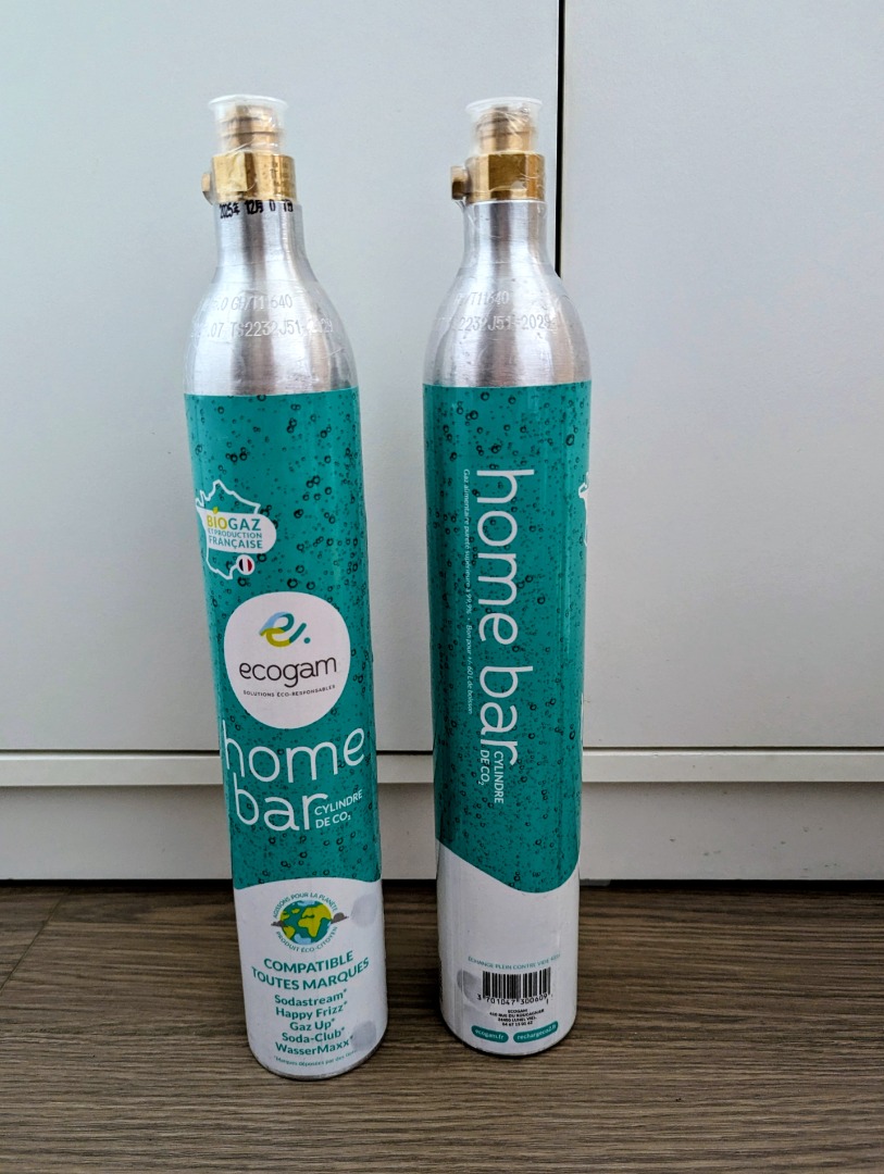 Set of TWO French 🇫🇷 Ecogam brand 100% Full sealed Cylinder CO2 gas ...