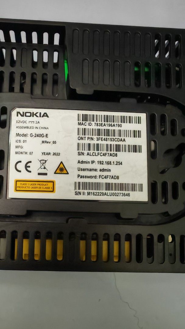 Singtel Nokia G-240G-E Optical Network Router, Computers & Tech, Parts ...