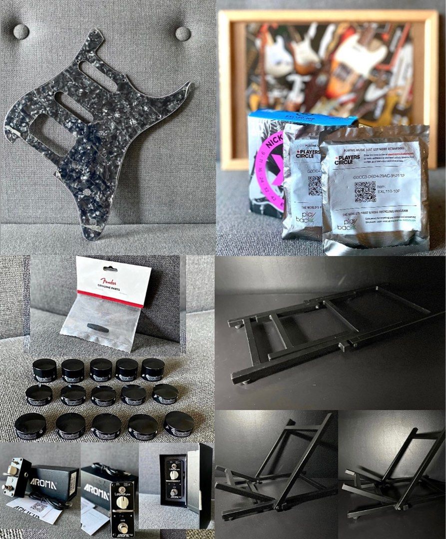 Strat - Tele- PARTS , ACCESSORIES + MORE (Category: Musical Instruments) located in Makati City. Submitted by robma_ (Listing ID 1368330363, Image 2). Description: Glendale “AL/Brass” set Telecaster Ferrules - P2,500 Montreux (Japan) Barrel Knobs - P900 Heavy Knurled US Knobs - P900 Gotoh oval 6-in-line vintage nickel tuners - 2K Fender Telecaster Control Plate - 1K D’Addario 9’s - P400 per set Fender Black Pearl Strat Pickguard SSH -1.5K Fender 