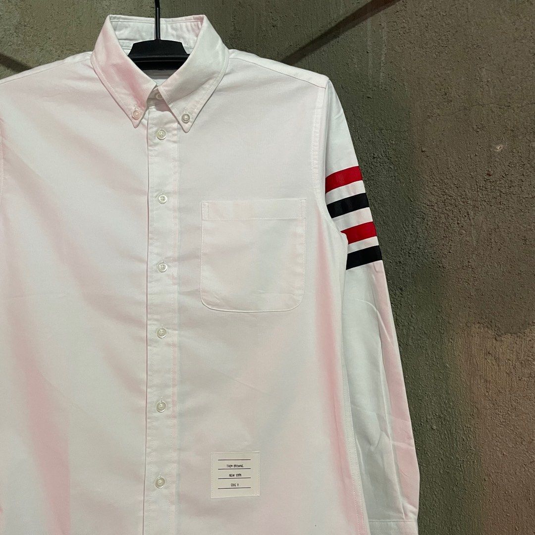 Thom Browne 4 Bar Shirt (Category: Luxury Apparel) located in Bacolod City. Submitted by classy.glamour (Listing ID 1409015711, Image 2). Description: Thom Browne 4 Bar Shirt Size: Medium Condition: Excellent Flaw: None.