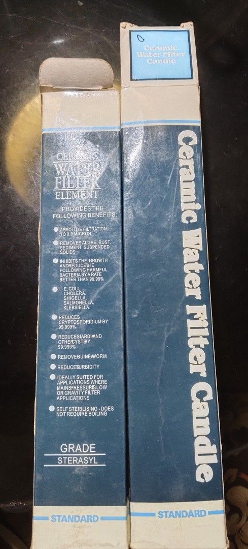Water filter (Category: Water Purifiers & Dispensers) located in Manila. Submitted by nancyolireal (Listing ID 1408917412, Image 1). Description: - Ceramic Water Filter Candles - Standard Size -300 for 2pcs of water filter - Provides clean and safe drinking water - Ready to use.