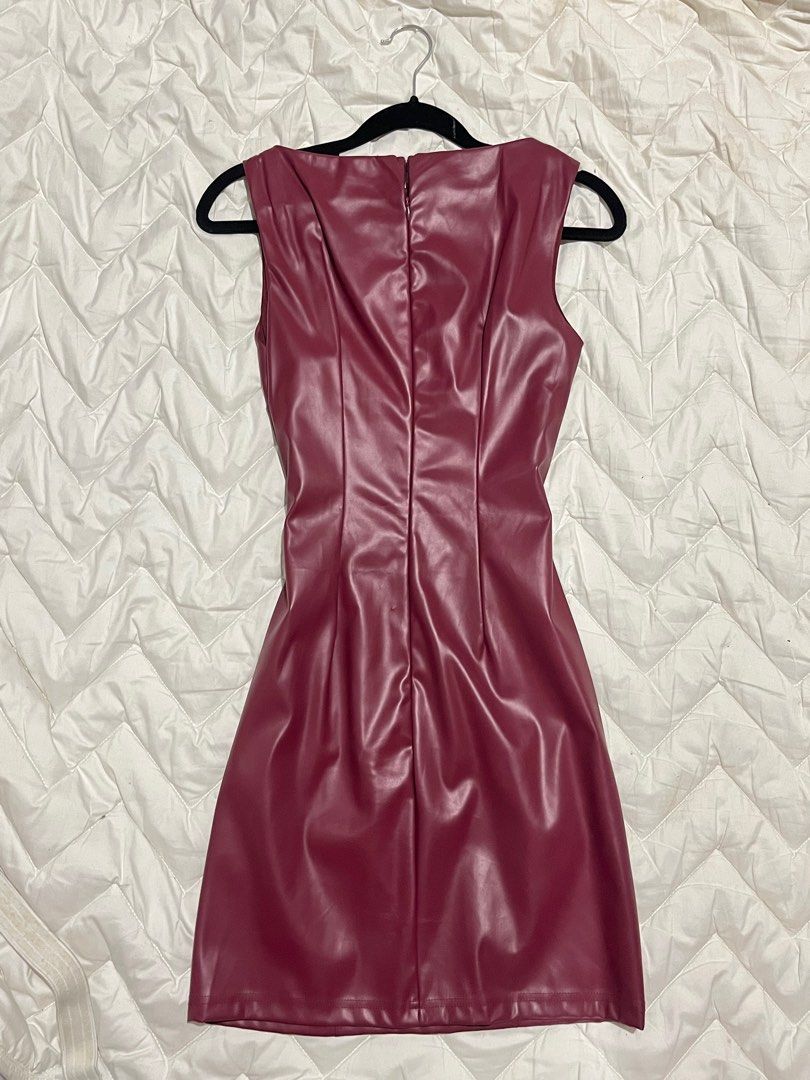 Burgundy Leather Dress (Category: Dresses) located in Bulacan. Submitted by fleurclosets_ (Listing ID 1409240569, Image 2). Description: Xs to semi med no issue dm for ww.