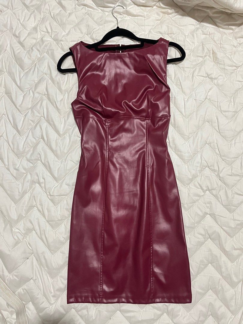 Burgundy Leather Dress (Category: Dresses) located in Bulacan. Submitted by fleurclosets_ (Listing ID 1409240569, Image 1). Description: Xs to semi med no issue dm for ww.