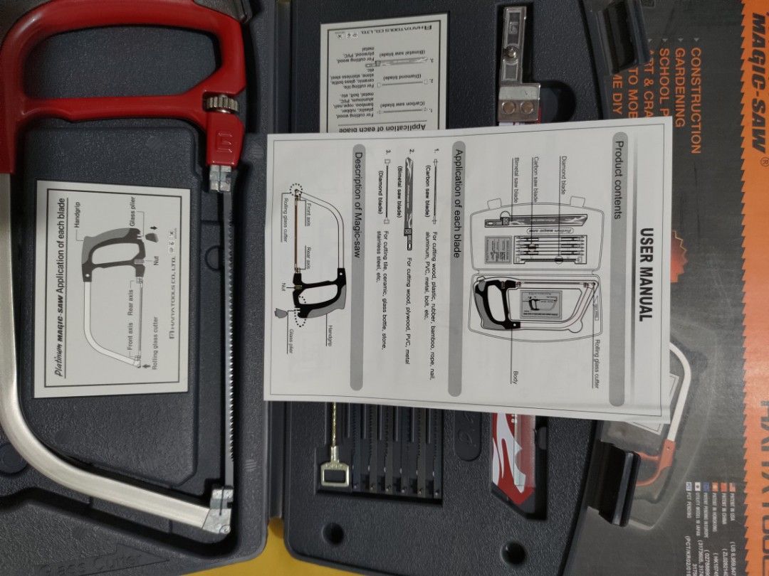 Hana Tools Platinum Magic Saw (Category: Construction Tools & Equipment) located in Manila. Submitted by robertblan17101 (Listing ID 1409199911, Image 2). Description: - Versatile Hana Tools Platinum Magic Saw for various projects. - Perfect for construction, gardening, DIY, and more. - Cuts wood, aluminum, glass, PVC, and other materials. - Strong and flexible for straight and curved cuts. - Includes saw, blades, and user manual. contact # 09388