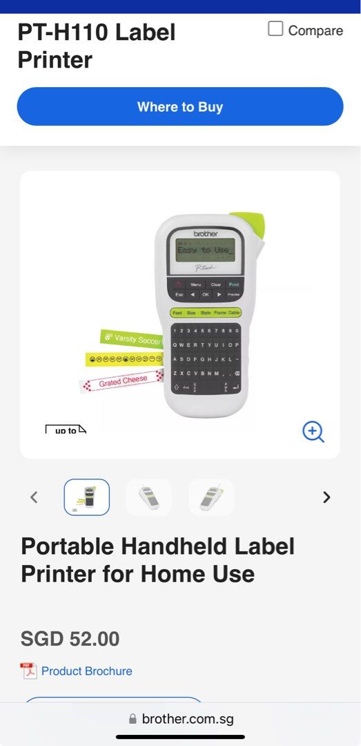 Label printer (Category: Other Accessories) located in Singapore. Submitted by eric4226 (Listing ID 1409140253, Image 1). Description: ** Best 2025 X’mas Gift 🎁 ** Print up to 12mm TZe laminated tapes width QWERTY Keyboard Manual cut function Compact and Portable Intuitive and easy-to-use 15 frames, 3 font styles, 253 symbols and 15 memories.