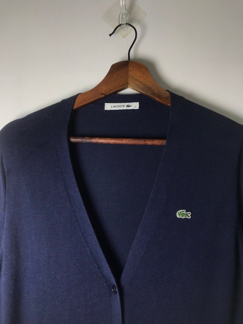 Lacoste Wool Knit Cardigan Size 38 (Category: Luxury Apparel) located in Naga. Submitted by highlabel.ph (Listing ID 1409114229, Image 3). Description: Like new condition Authentic No flaws Size 38 - large Chest width: 18 inches Length: 27 inches 'Price is negotiable. Do not hesitate to place a reasonable offer. Do not make an offer if unsure in taking.' Dm for more details thanks! 😊.