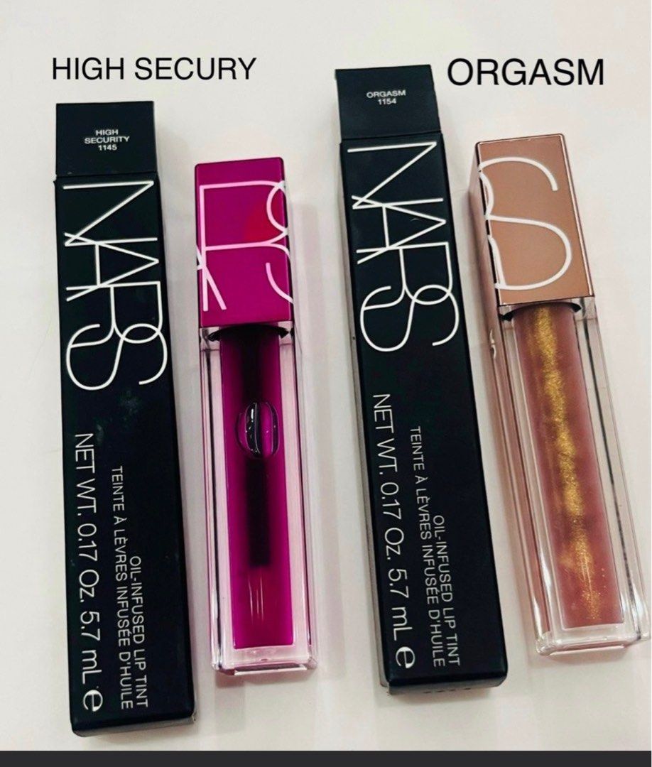 NARS OIL INFUSED LIP TINT 5.7g (Category: Makeup) located in San Juan City. Submitted by cashfrancefashioncosmetics_ph (Listing ID 1409166821, Image 1). Description: ‼️NARS OIL INFUSED LIP TINT 5.7g SHADE ORGASM HIGH SECURITY❌.