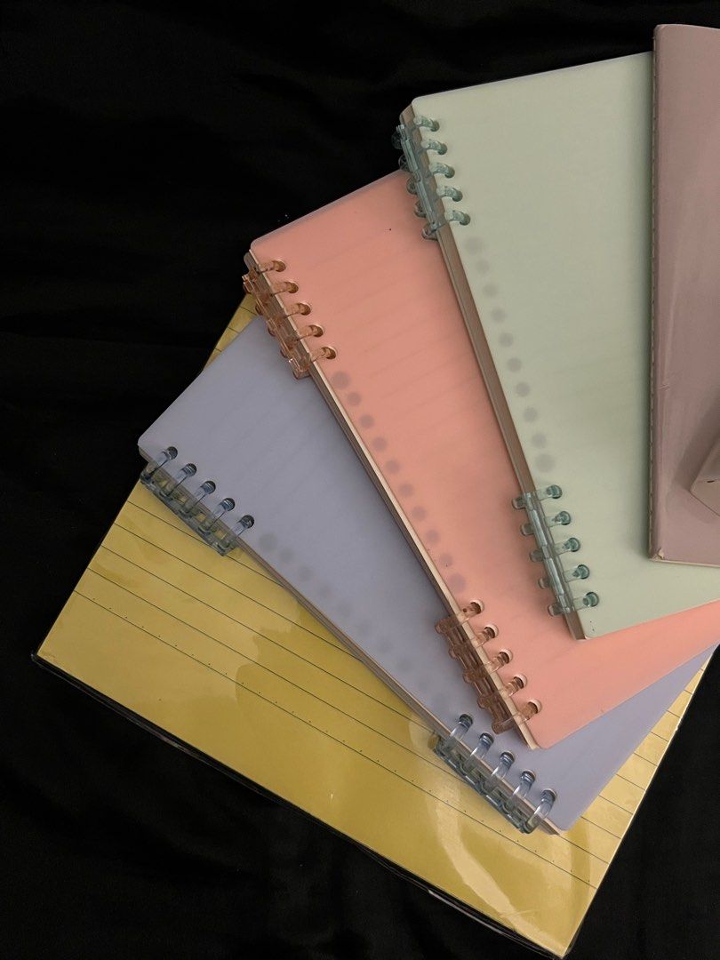 Notebook Bundle (Category: Laptops & Notebooks) located in Malabon City. Submitted by rika_26 (Listing ID 1409228469, Image 2). Description: (2) A5 Binders without Paper (1) A5 Binder with Paper (1) A5 Gray Notebook (1) 1/2 Yellow Crosswise (3) Binder Spiral Notebooks (Pink, Blue & Green) (1) Intermediate Pad Paper *The only one that's used was the binder when I was in SHS, while the rest are new and not used* RFS: Decluttering stationery items .