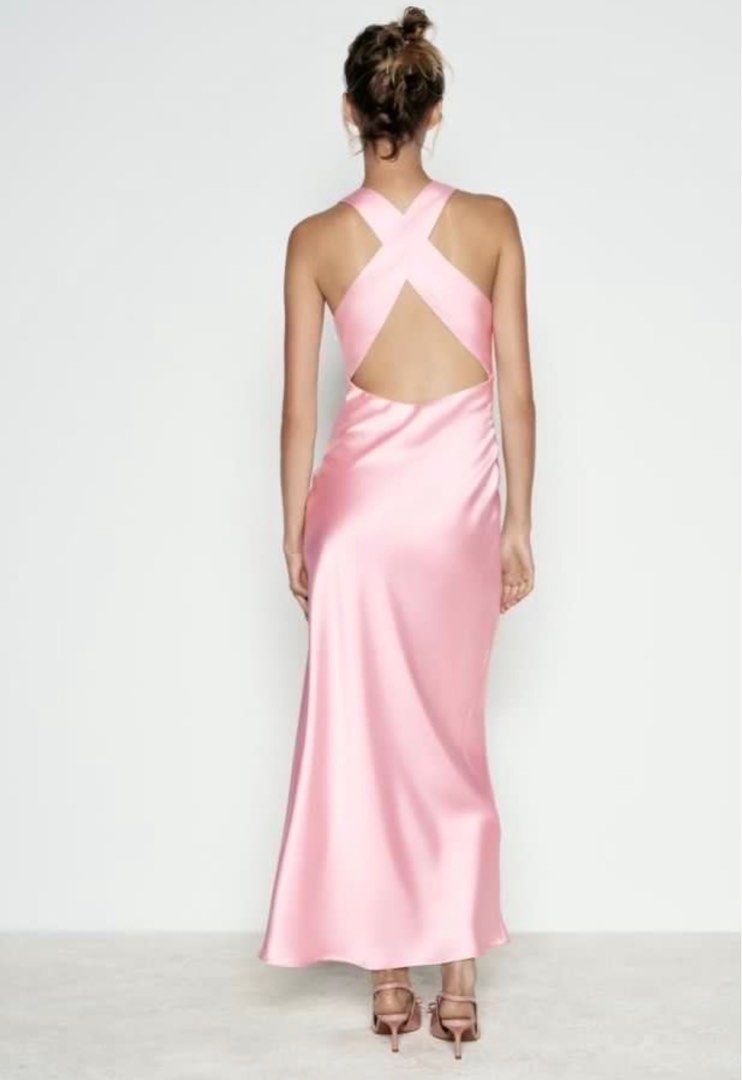 Pink Satin Maxi Dress (Category: Dresses) located in Manila. Submitted by stuffbybees (Listing ID 1409242616, Image 2). Description: Brand new. Never used it. Gained weight and couldn’t fit in it anymore. .
