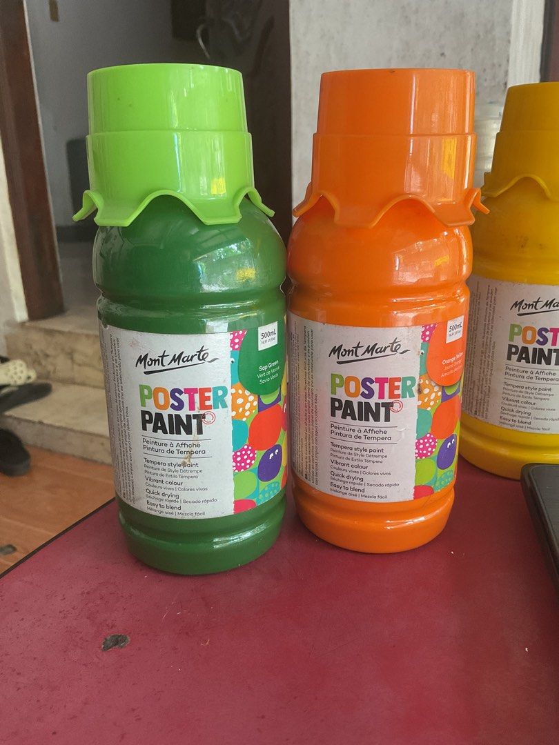 Poster Paint (Category: Art & Prints) located in Quezon City. Submitted by andrea_llla (Listing ID 1409120528, Image 2). Description: Mont Marte Poster Paint 500ml Yung iba wala pang bawas at yung iba wala pa sa kalahati ang nabawas. 100 each Pick up only Quezon City MOP: Payment will only be made once the rider has received the actual item, and GCash and UnionBank is the only payment option for delivery. The buyer can book a rider for delivery, 