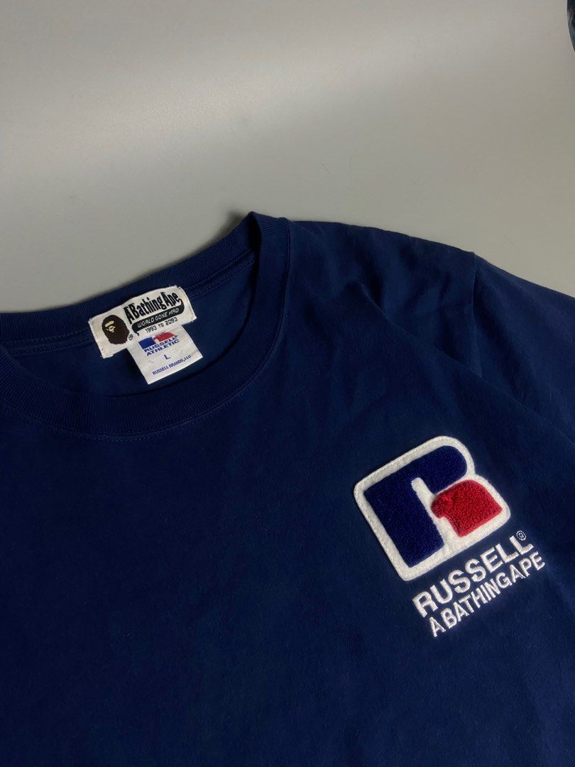 russell bape (Category: Tshirts & Polo Shirts ) located in San Fernando. Submitted by dippedrops (Listing ID 1409162679, Image 2). Description: russell bape excellent condition need wash dimes : 20x29.
