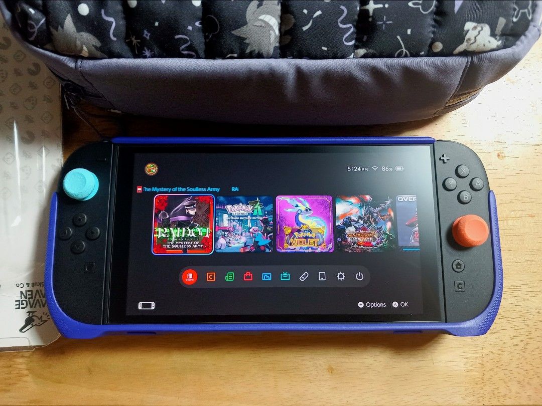 Savage raven Standgrip + front cover for Nintendo switch 2 (Category: Cases & Covers) located in Quezon City. Submitted by ulan_g (Listing ID 1409115968, Image 2). Description: savage raven skull & co standgrip for nintendo switch 2 galactic purple, used only for a day just to compare with other grips. will include savage raven front cover (black) payment via gcash shipping via JnT, lalamove, LBC.