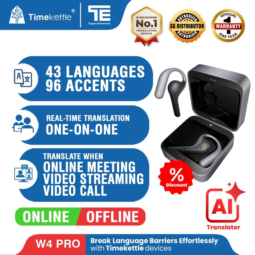 Timekettle W4 Pro AI Interpreter Earbuds | Official SG 1 Year Warranty ...