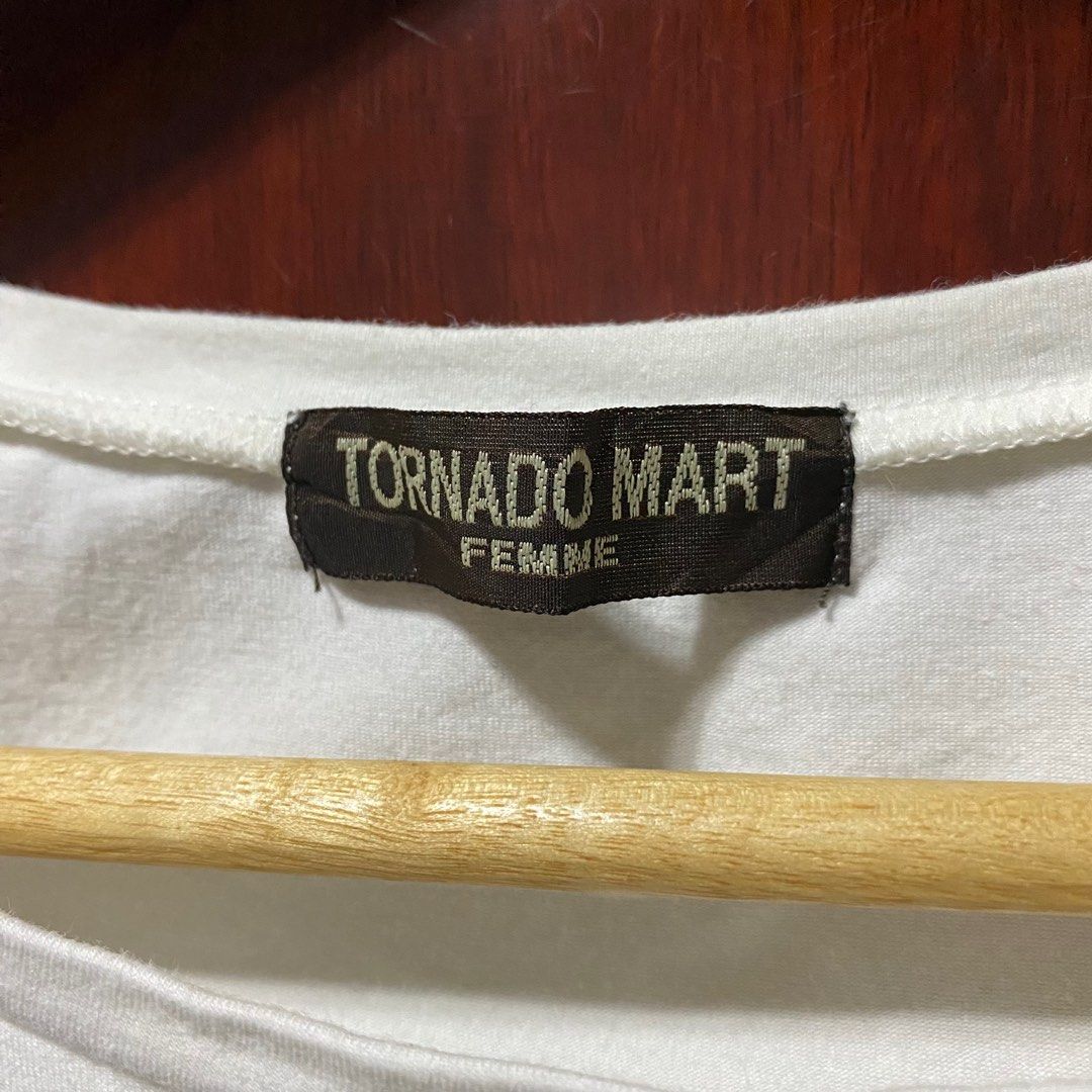 TORNADO MART FEMME Y2K (Category: Shirts) located in Malolos. Submitted by recycle.rally (Listing ID 1409118649, Image 3). Description: tornado mart feme size: small width: 15 length: 21 issue: none 700 pesos location: malolos, bulacan mop: gcash/gotyme mod: j&t.