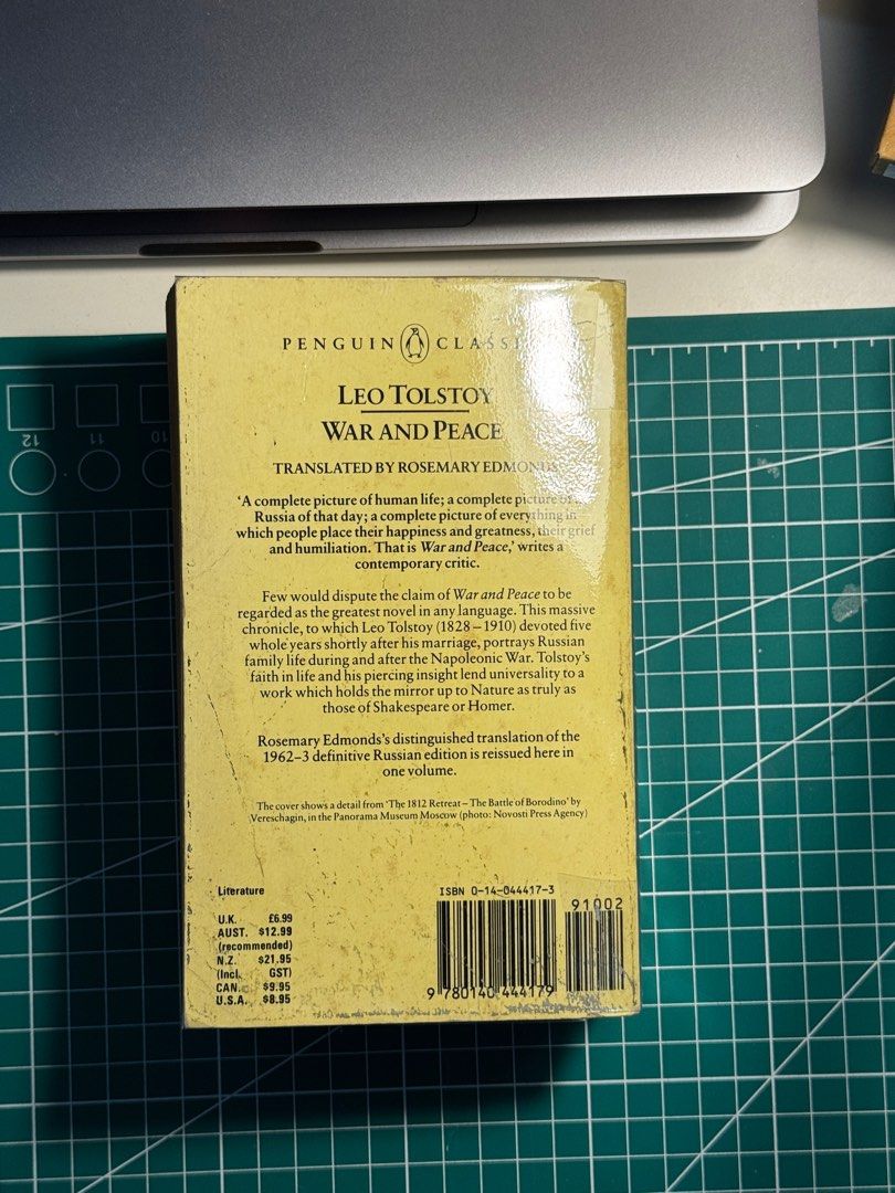 (1982) War and Peace by Leo Tolstoy Penguin Classics (Category: Storybooks) located in Valenzuela. Submitted by _sarahs (Listing ID 1409377892, Image 3). Description: - War and Peace by Leo Tolstoy - Penguin Classics edition - Translated by Rosemary Edmonds - Paperback - Winter scene cover - Visible spine and pages.