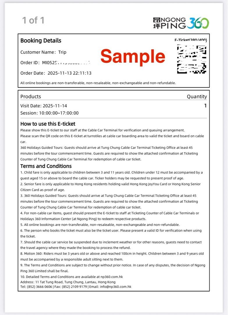 昂坪360來回門票Round Trip Ngong Ping 360 Cable Car E-Ticket, 門票＆禮券, 本地景點門票及交通-  Carousell