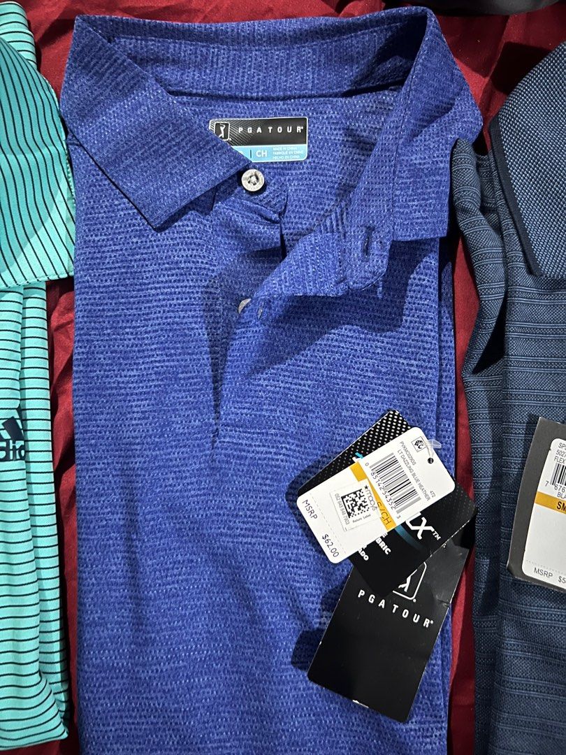 Brand new drifit golf polo shirts (Category: Tshirts & Polo Shirts ) located in Quezon City. Submitted by l00ps (Listing ID 1409355374, Image 3). Description: Brand New Drifit golf polo shirts All small size (American Size) With tag Adidas-P2500 PGA Tour-P3000 Van Heusen-P2250 G-P350 If take all: P7000 Can meetup (pasig/cainta/qc) or ship via courier. SF shoulered by buyer.