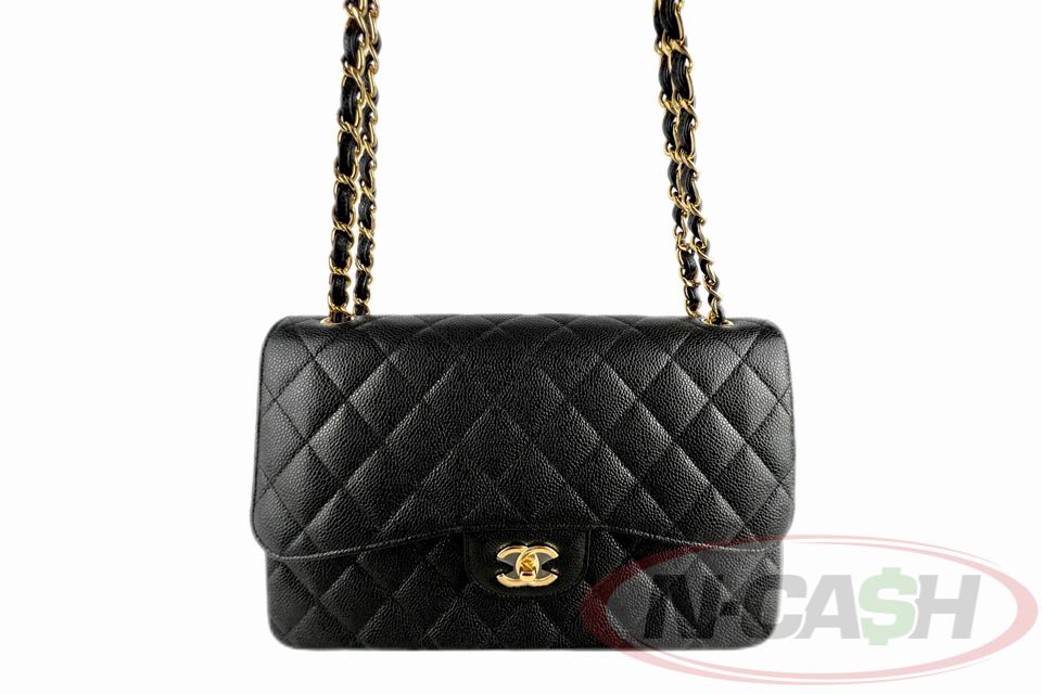 Chanel Jumbo Double Flap Black Caviar GHW (Category: Luxury Bags & Wallets) located in Makati City. Submitted by luxury_by_ncash_2 (Listing ID 1409315810, Image 2). Description: N-Cash Pawnshop "Instant Cash for Bags, Watches, Cars, and Electronics" https://www.ncash-pawnshop-philippines.com/ Chanel Jumbo Double Flap Black Caviar GHW Brand New Brand: CHANEL Measures: 30cm L x 19.5cm H x 10cm D (approx) Material: Black Quilted Caviar Leather Leath