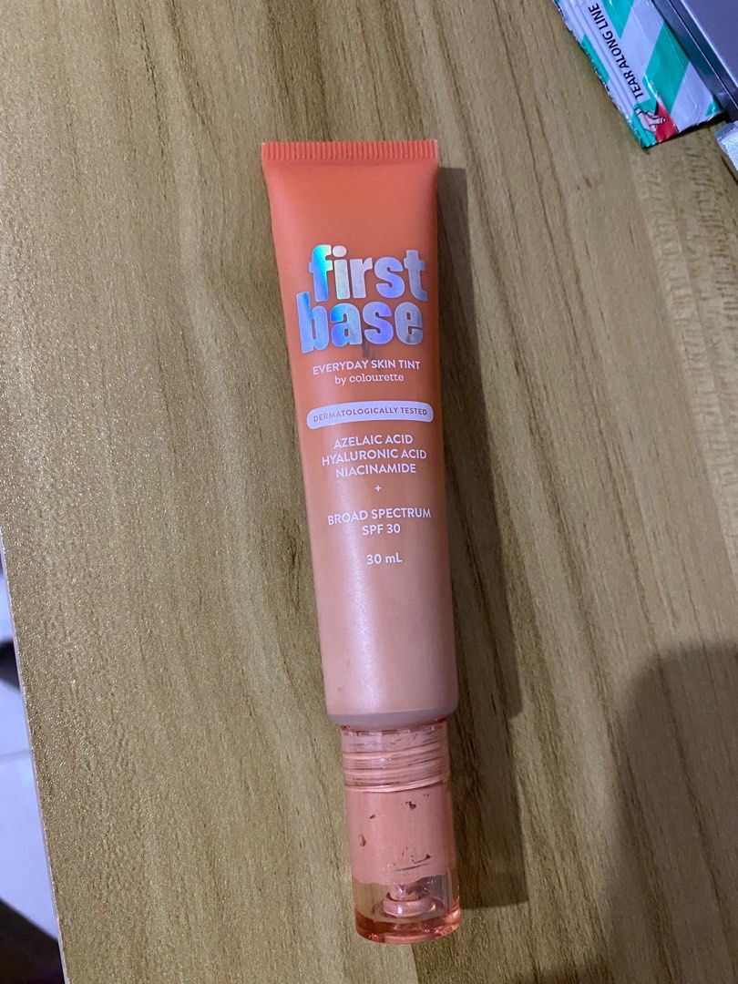 Colourette First Base Everyday Skin Tint (La union) (Category: Makeup) located in Manila. Submitted by me_er (Listing ID 1409330842, Image 1). Description: - Colourette First Base Everyday Skin Tint - Broad Spectrum SPF 30 - Contains Azelaic Acid, Hyaluronic Acid, and Niacinamide - Has more 60% of its original content - Nozzle have never touched my face / skin (I used a mixing palate and spatula all the time!) - Dermatologically tested.