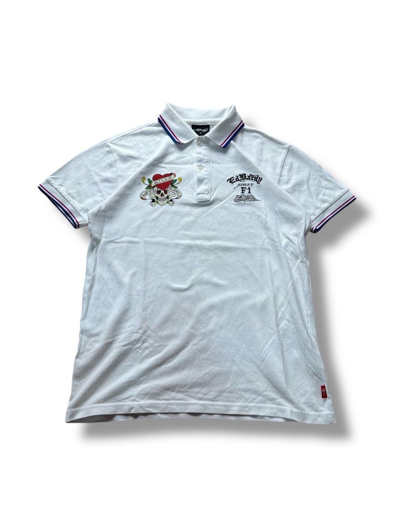 Ed Hardy (Category: Tshirts & Polo Shirts ) located in Cavite. Submitted by delrosario48754 (Listing ID 1409374315, Image 1). Description: Ed Hardy polo shirt x F1 ( white ) Size large but fits medium 19.5 x 25.5 Good condition Need wash.