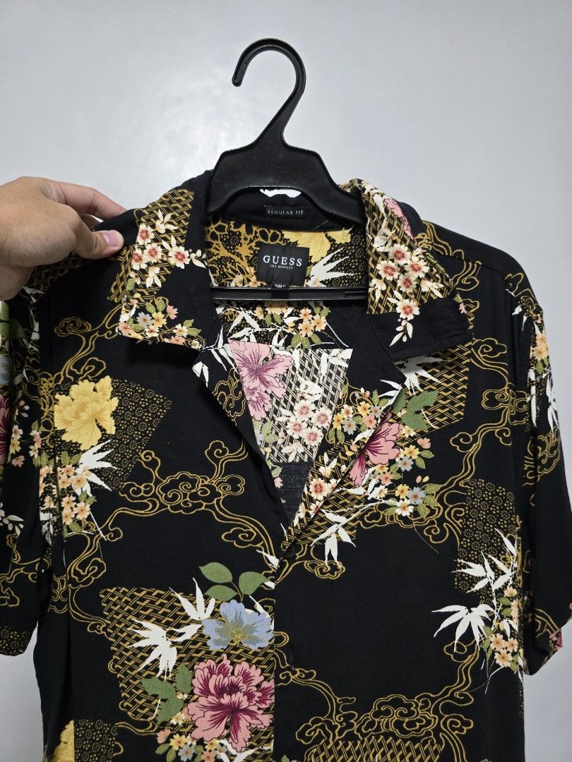 Guess Floral Japanese Button Down Shirt (Category: Tshirts & Polo Shirts ) located in Bulacan. Submitted by aaron.collect (Listing ID 1409338492, Image 1). Description: RFS: Decluttering • Bought around 2019 for PHP3K, only worn once or twice • extra small on tag, fits S MOP: GCash, UB transfer MOD: Flash, J&T, Lalamove Location: Bulacan.