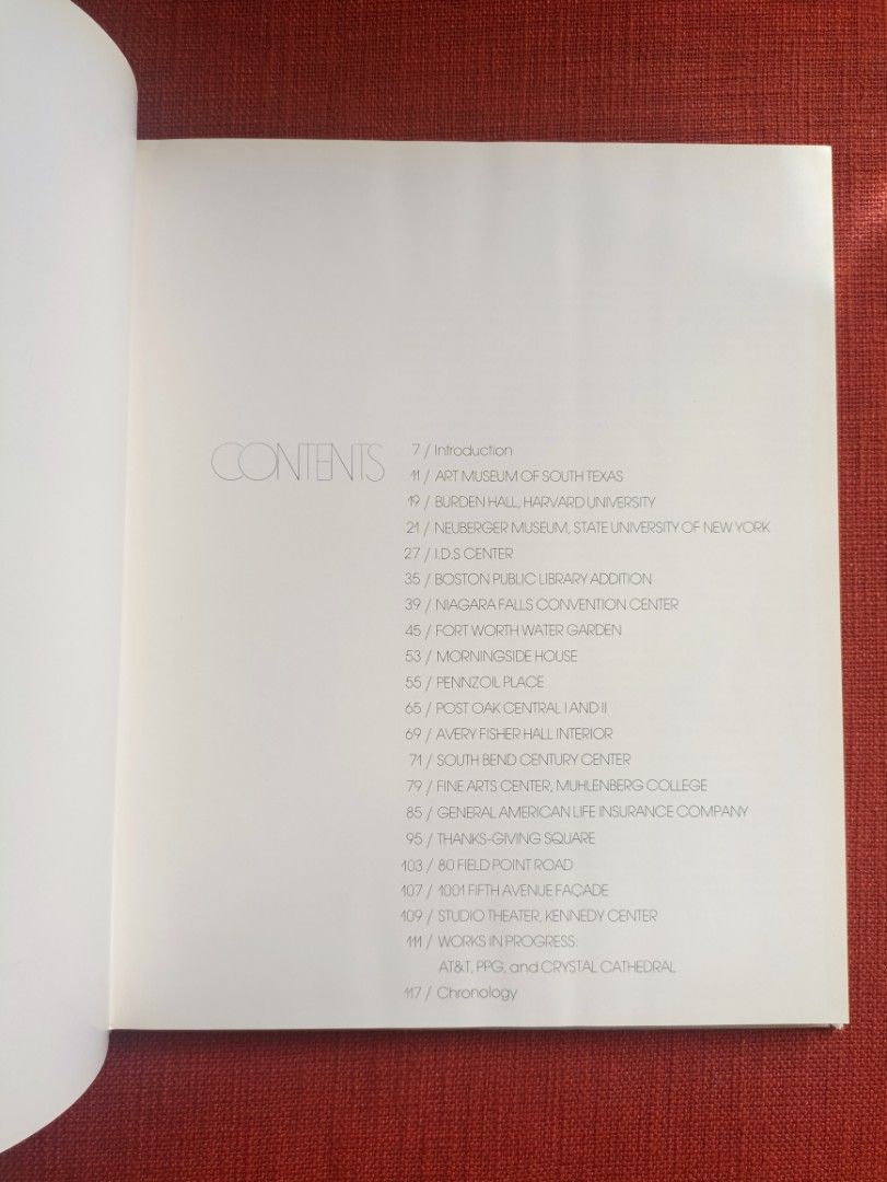 Johnson/Burgee Architecture Book (Category: Magazines) located in Manila. Submitted by krishna_ayanami (Listing ID 1409323027, Image 3). Description: - Features the architecture of Johnson/Burgee. - Showcases projects by Philip Johnson and John Burgee. - Includes projects like the Art Museum of South Texas, Nuerberger Museum, and Boston Public Library Addition. - Contains images of the buildings..