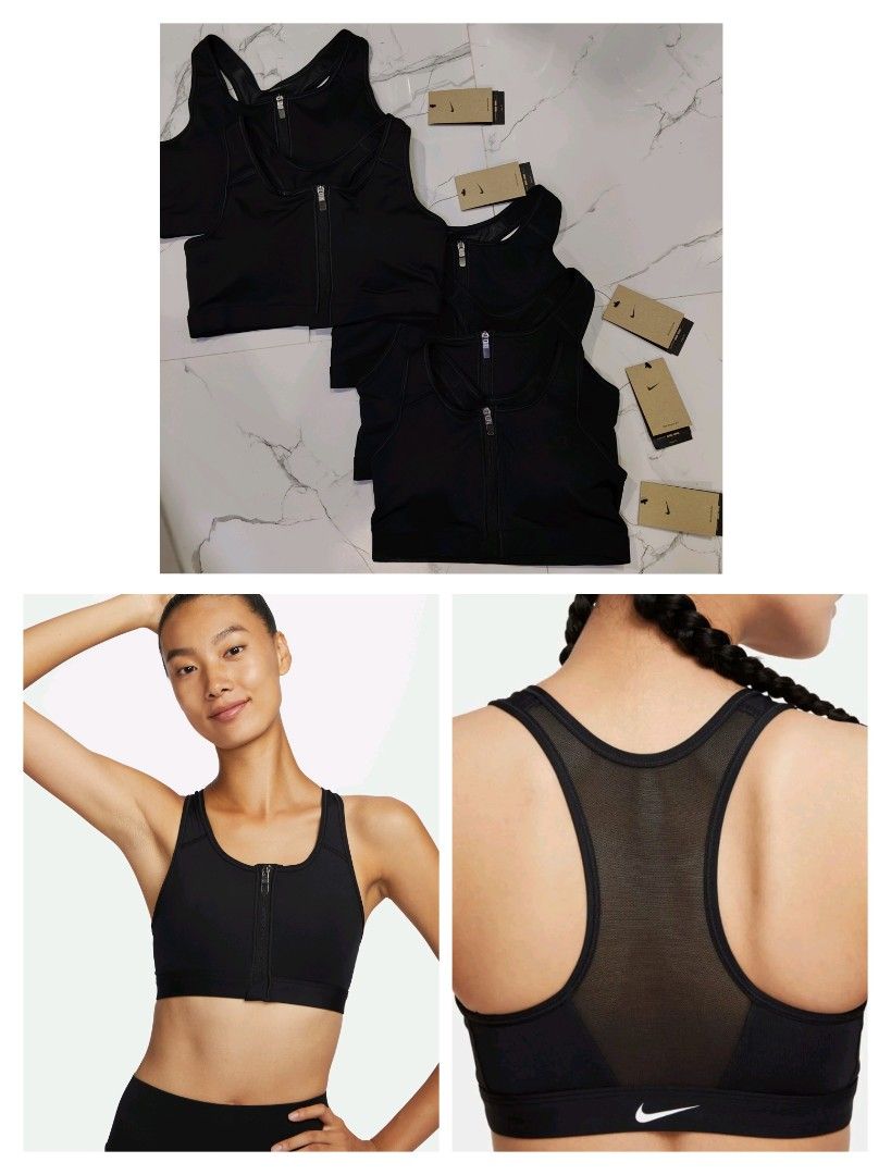 Nike Zip Front Sports Bra (Category: Activewear) located in Baguio. Submitted by all_uneed2600 (Listing ID 1409268795, Image 1). Description: - Brand new Nike sports bra - Zip front closure - Racerback design - Mesh detailing - Nike logo on the back - Perfect for athletic activities - Multiple bras available SIZE AVAILABLE 1 LARGE 1 XL 2 XXL.